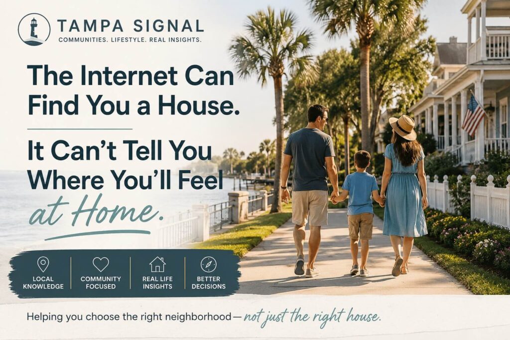 Family exploring a Tampa Bay neighborhood while deciding where to live in Florida - How to Choose the Right Neighborhood When Moving to Florida